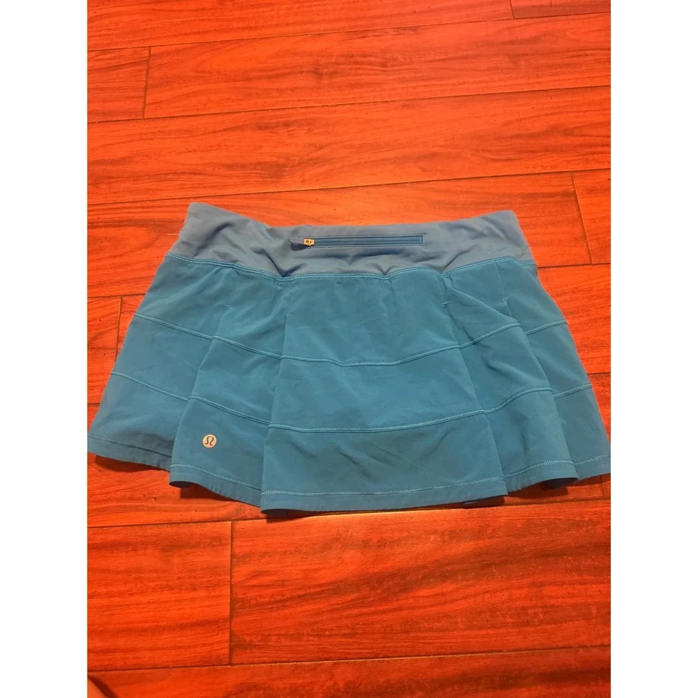Lululemon Pace Rival Mid-Rise Skirt Blue Pleated Tennis Running Skort Size 8 - Picture 4 of 8